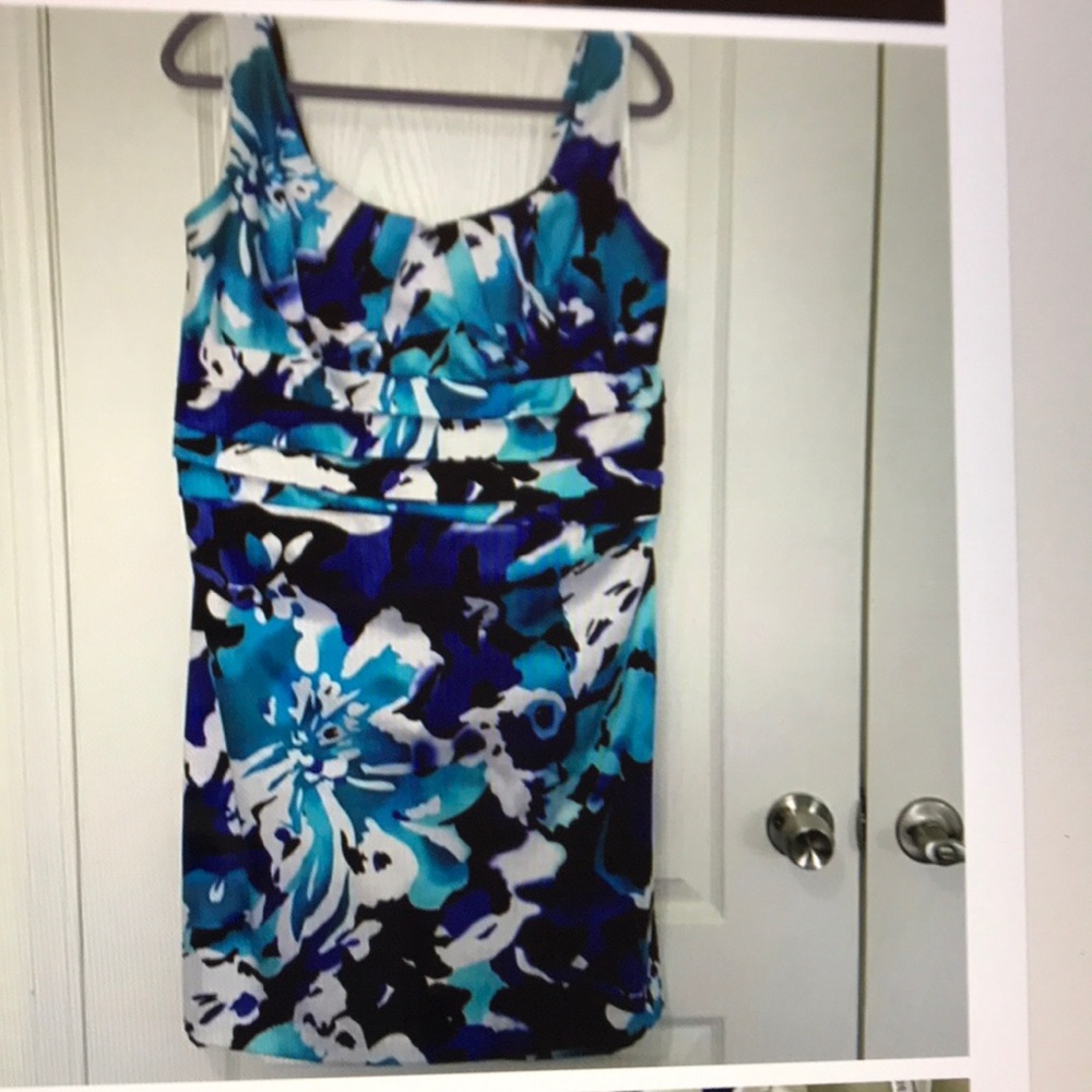 Bisou Bisou Dress Knee Length Blue White Black Sleeveless